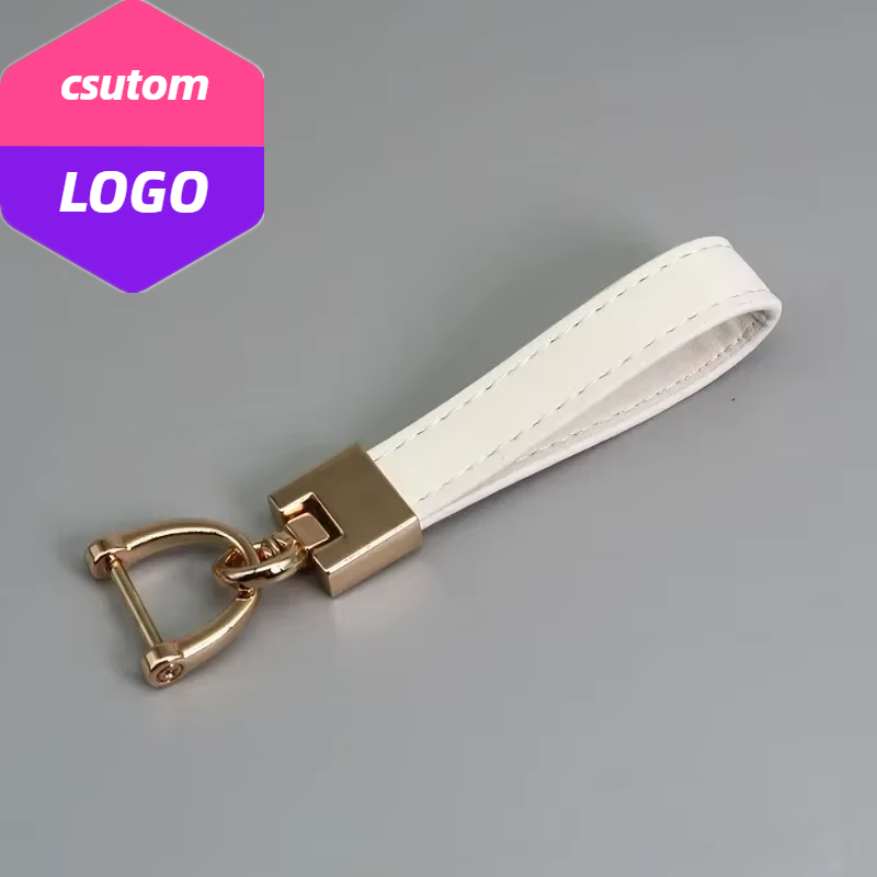 Leatherwork Keychain - Винтажный металлический брелок из воловьей кожи