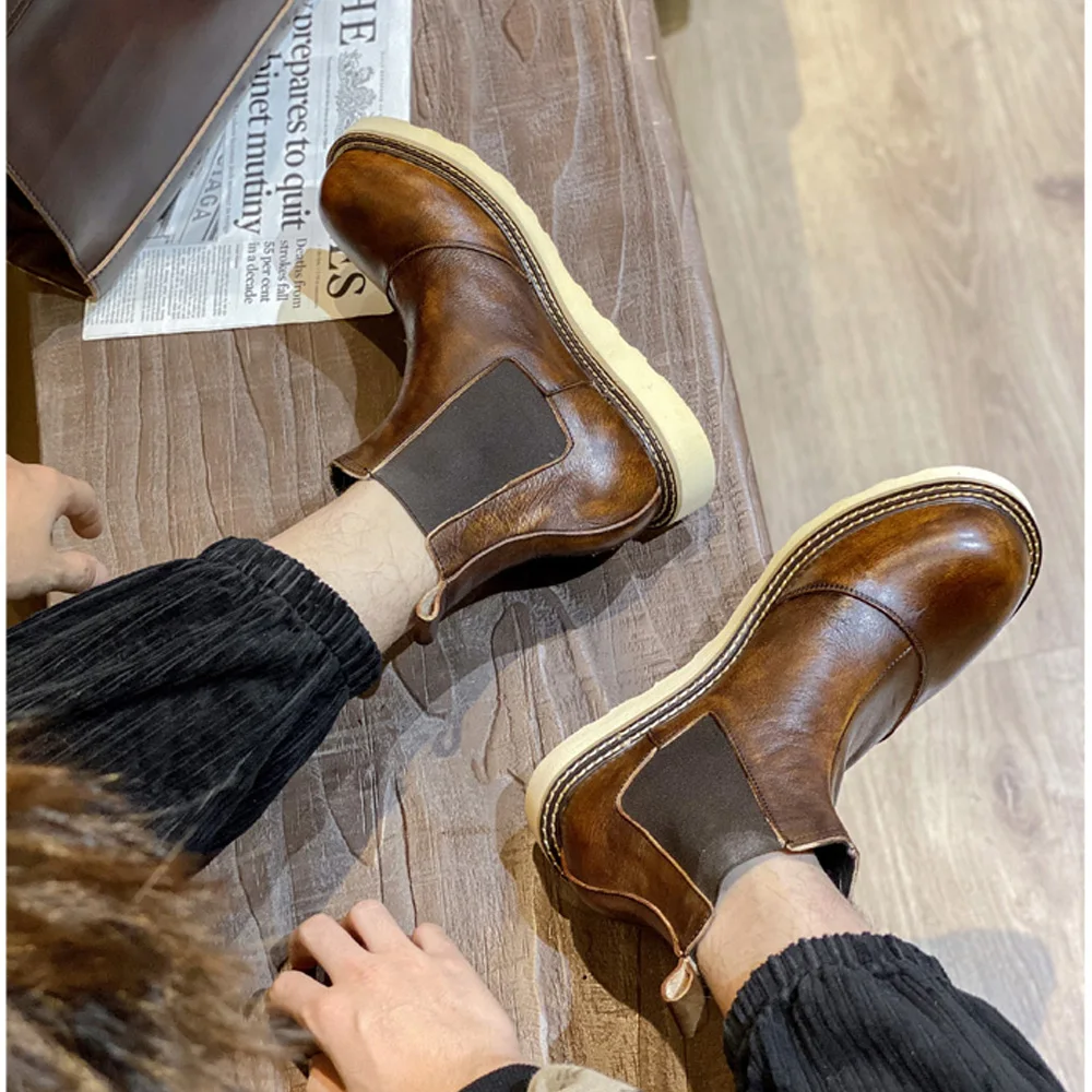 Leather Work Oxfords - Мужские ботинки челси из натуральной кожи