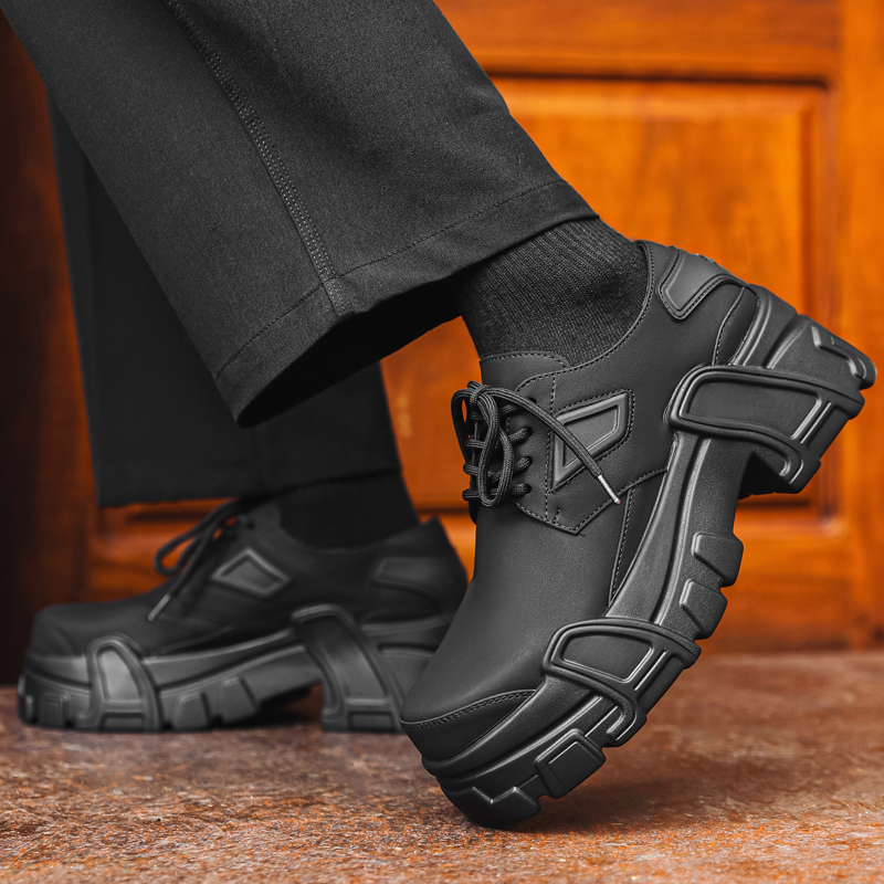 Leather Work Oxfords - Мужские кожаные туфли на платформе, деловые