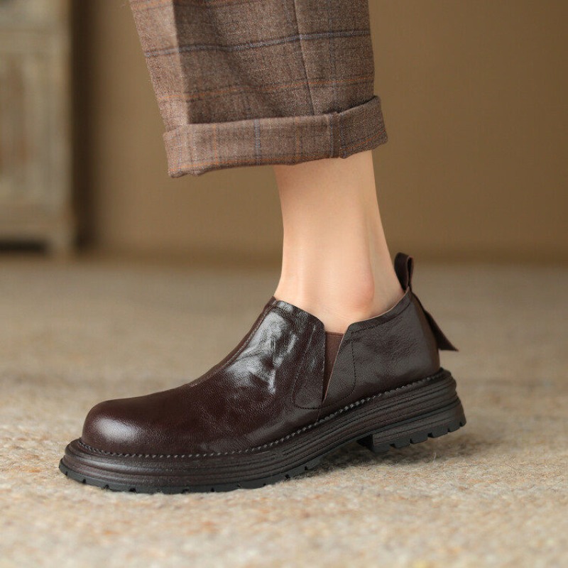 Leather Work Oxfords - Женские кожаные туфли-лоферы в британском стиле