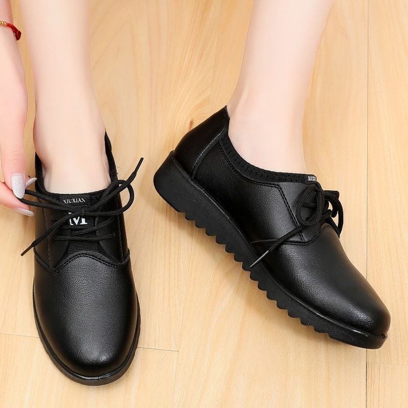 Черные оксфорды для женщин, ра – обзор и цена Leather Work Oxfords